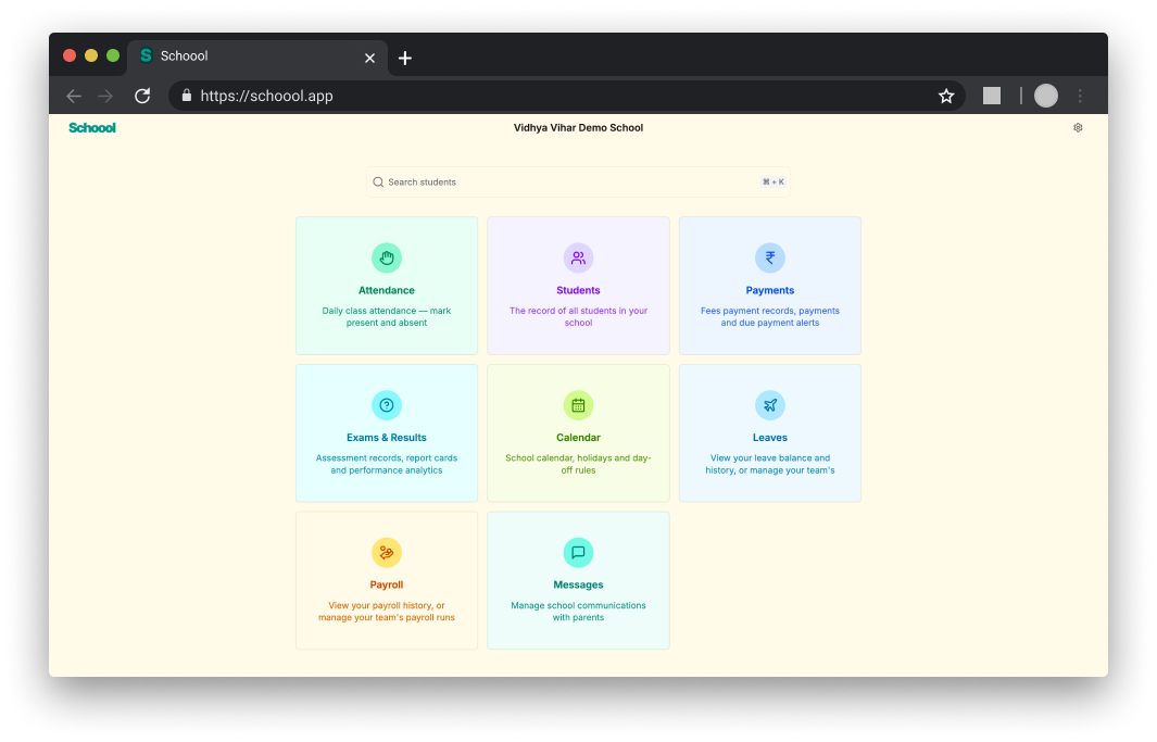 Schoool App : A School management software for Indian schools